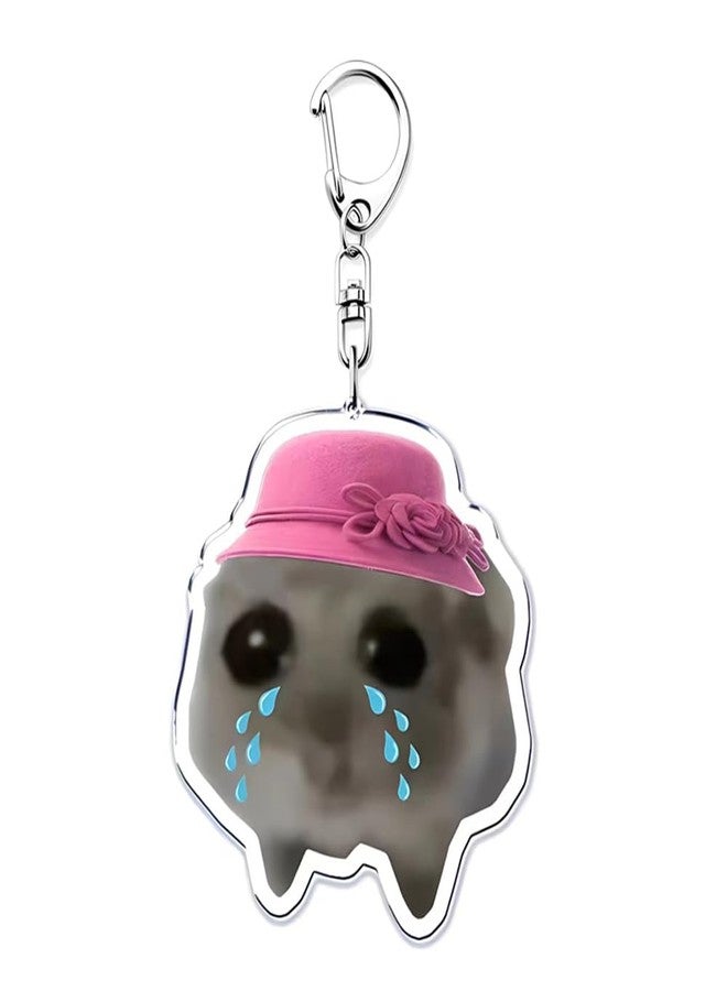 EXPHAIN 5 Pieces Sad Hamster Meme Keychain For Women Cute Key Chain for Backpack Charm Accessories Funny Kawaii Keychains Set - Image 4